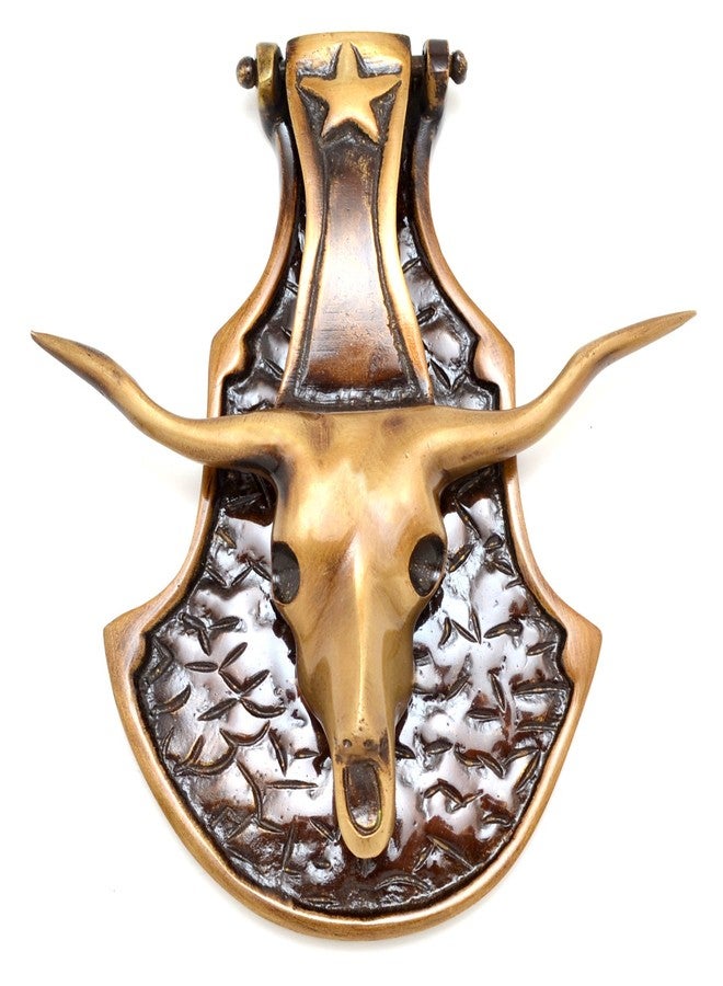 Two Moustaches Bull Head Design Brass Door Knocker - Image 1